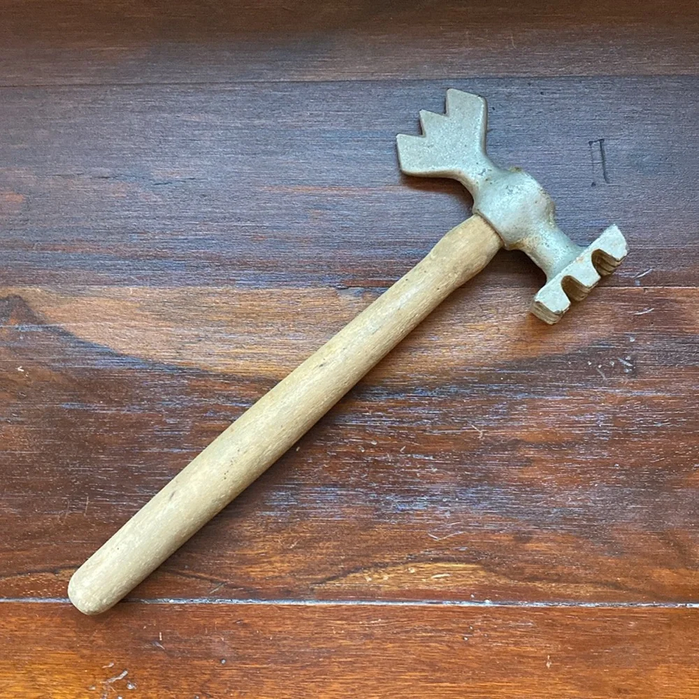 Vintage Primitive Farmhouse Meat Tenderizer Hammer Mallet Wood Handle Tool